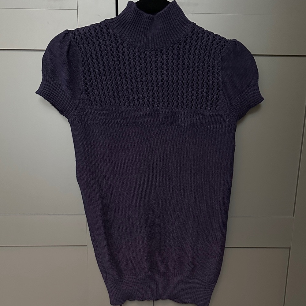 RW & CO. Purple Knit Short Sleeve Sweater. 100% cotton. Size small.